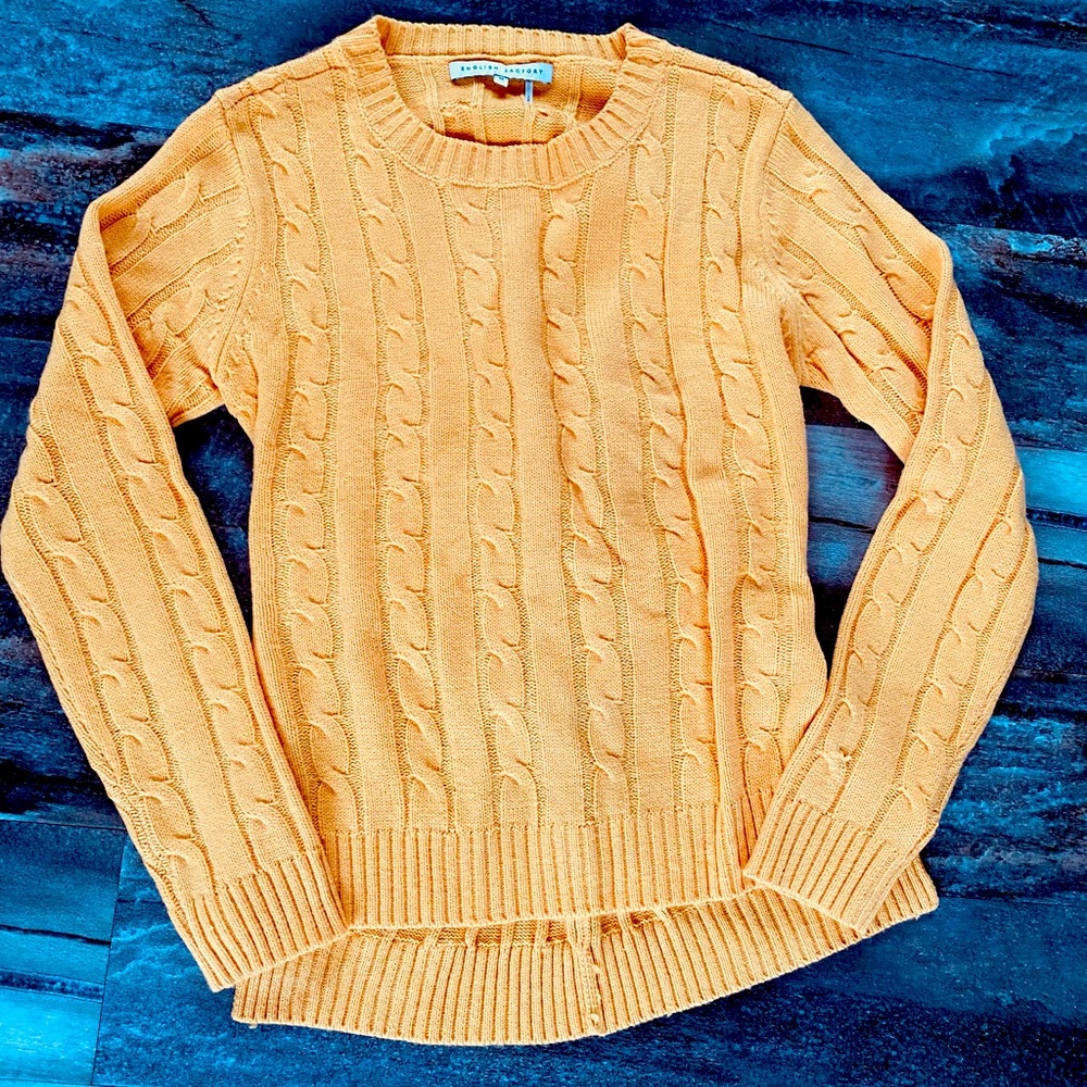 English Factory twist back cable knit sweater. Size Small